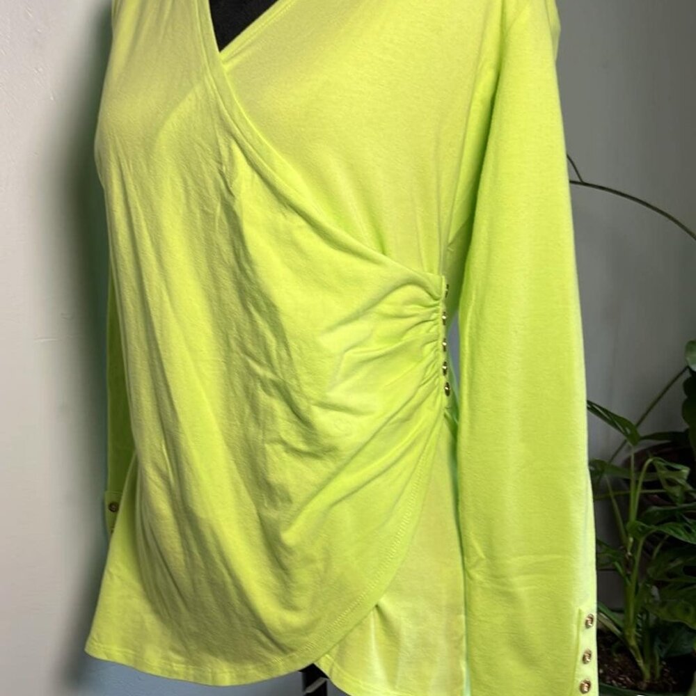 DG2 Diane Gilman Womens Blouse Small Green Long Sleeve Business‎ Farmer's Market